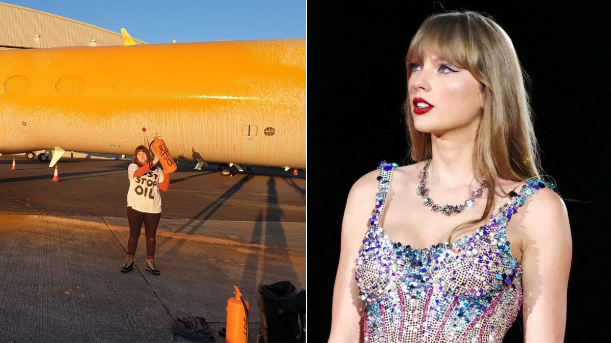 Climate Protesters Attempt to Spray Paint Taylor Swift’s Private Jet