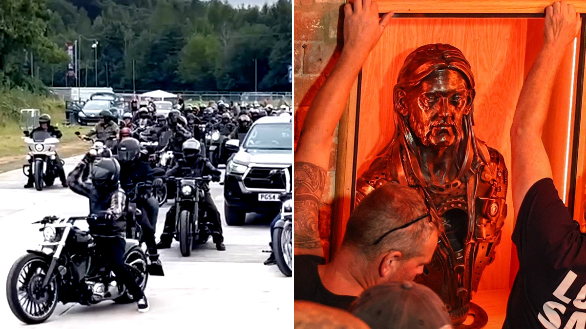 Convoy of 55 Harley-Davidson Bikers Escort Bust Containing Lemmy’s Ashes to UK Venue: Watch