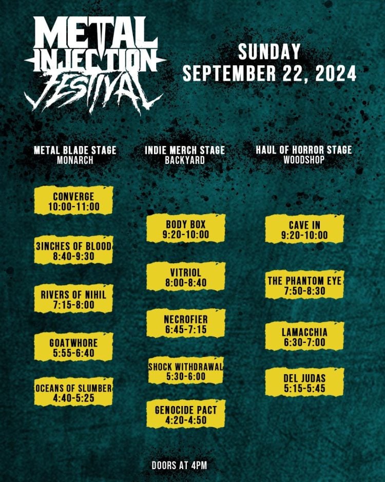 Le Metal Injection Festival annonce les horaires quotidiens