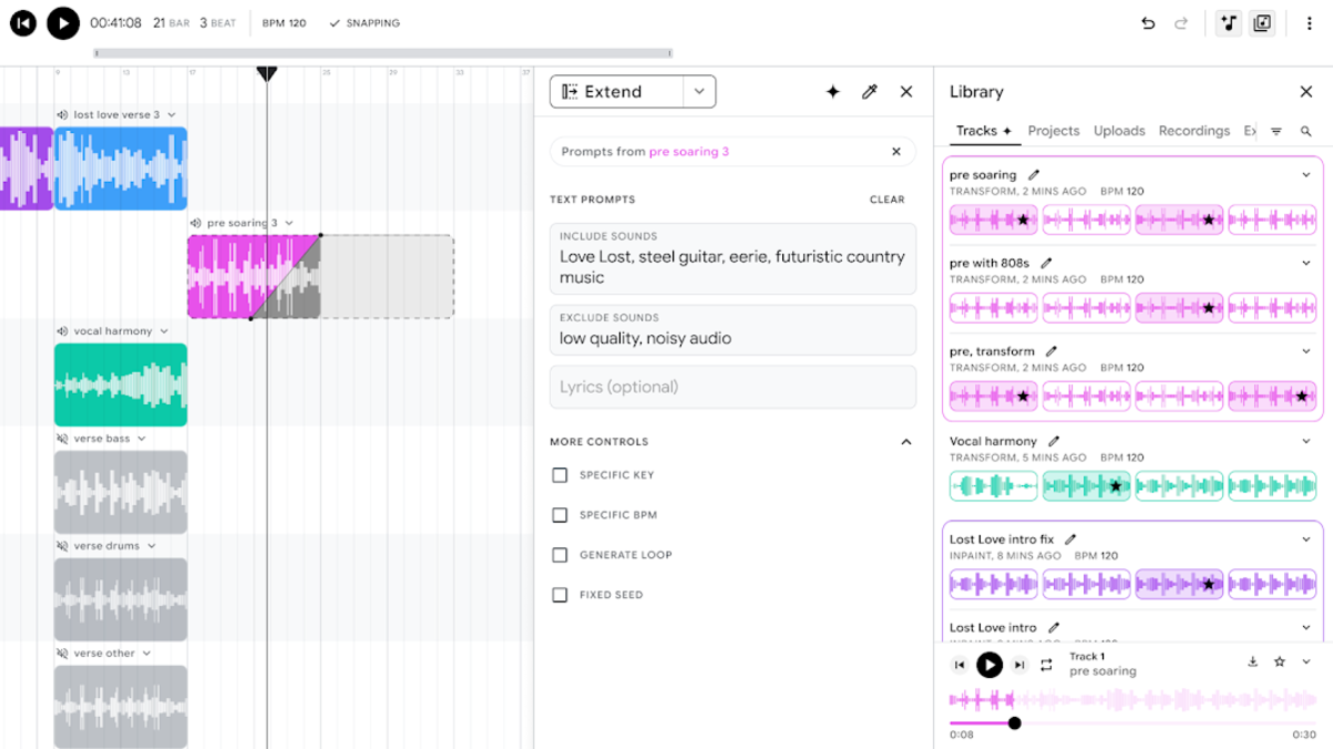 Le nouvel outil d'IA générative de Google permet aux utilisateurs de mixer et de mixer de la musique avec des invites textuelles