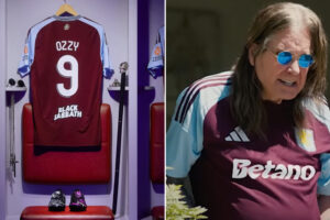 Maillot et crampons de football Black Sabbath et Ozzy d'Aston Villa et Adidas