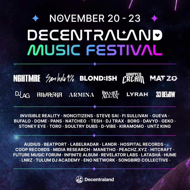 Festival de musique virtuelle, Decentraland, de retour avec NGHTMRE, Mat Zo et plus